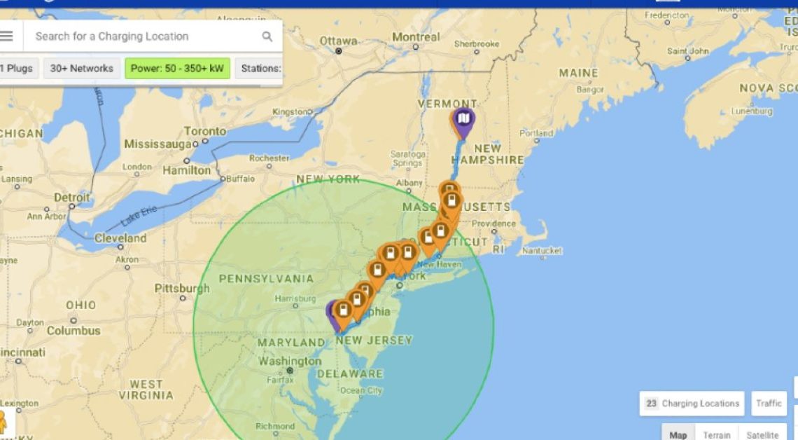 The PlugShare app got a 'new look,' so I mapped a road trip here's